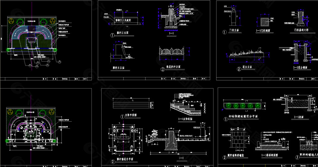 公园广场 广场全套施工图图片