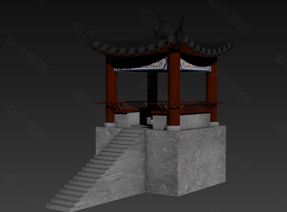 中国古代亭子3D模型图片