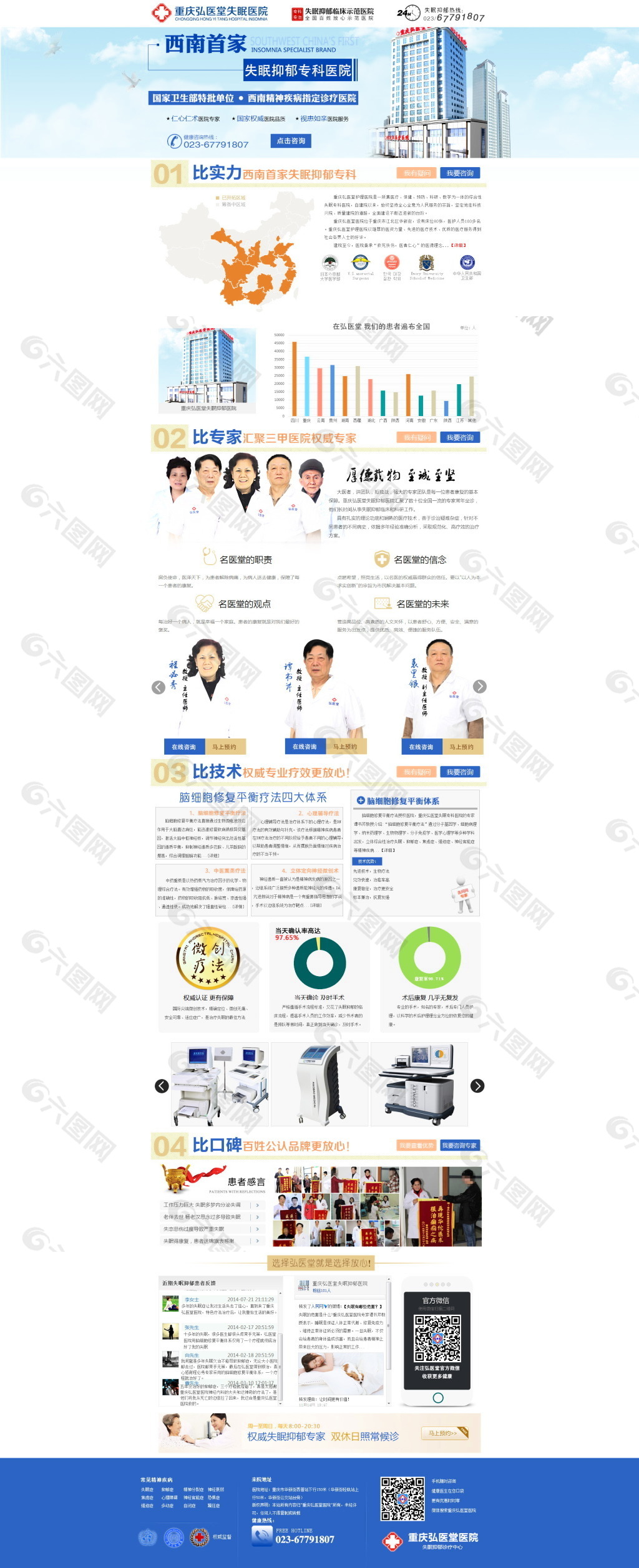 失眠医院品牌 专题web界面设计