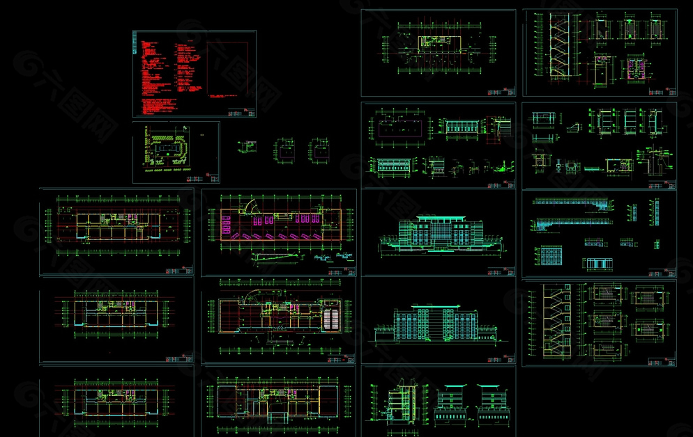 办公大楼全套CAD建筑图图片