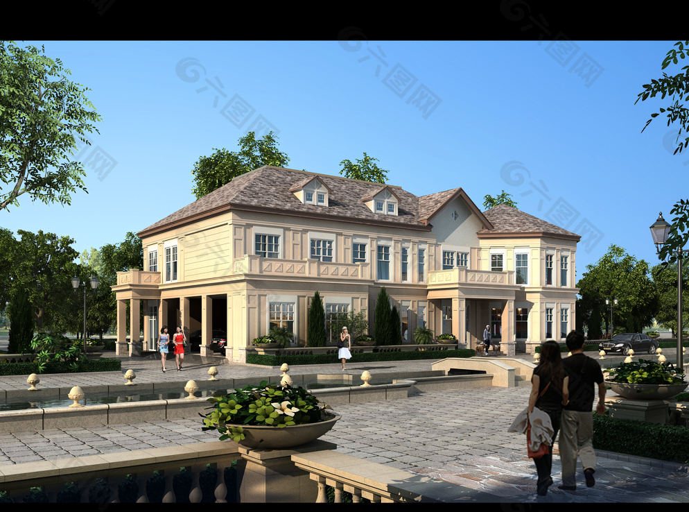 两层美式风格别墅效果图图片