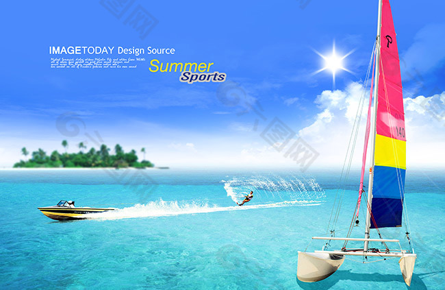 浪漫海洋夏季海报PSD设计素材