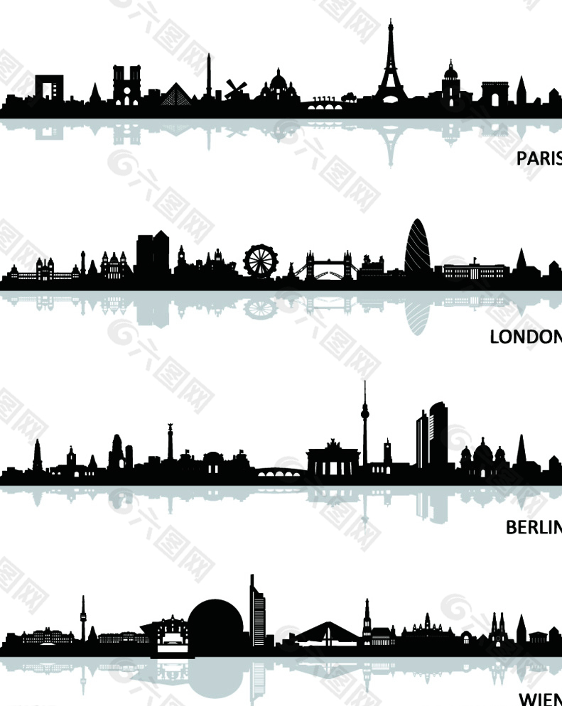 城市剪影（巴黎 伦敦 柏林 维也纳）图片