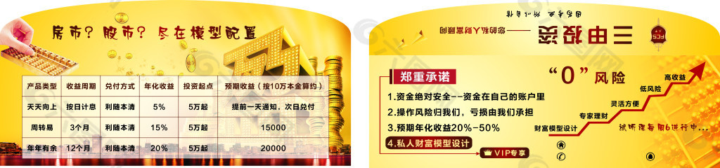 金色背景异形折页金融类