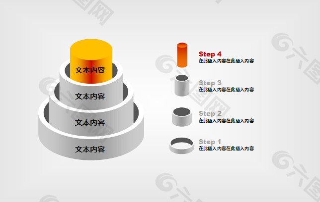 圆柱形层次递进PPT图形