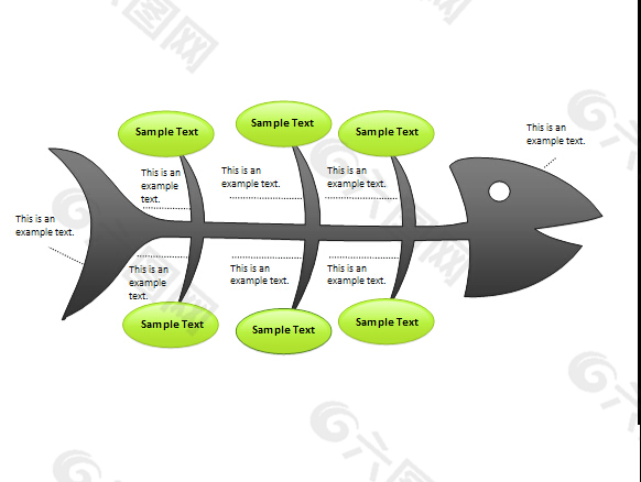 灰色鱼骨结构图PPT模板