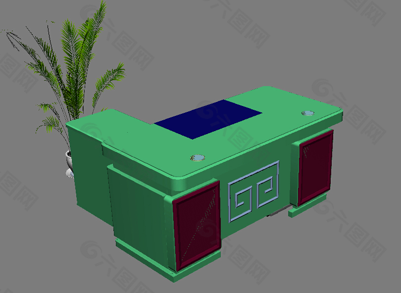 办公桌班台3D模型素材效果图