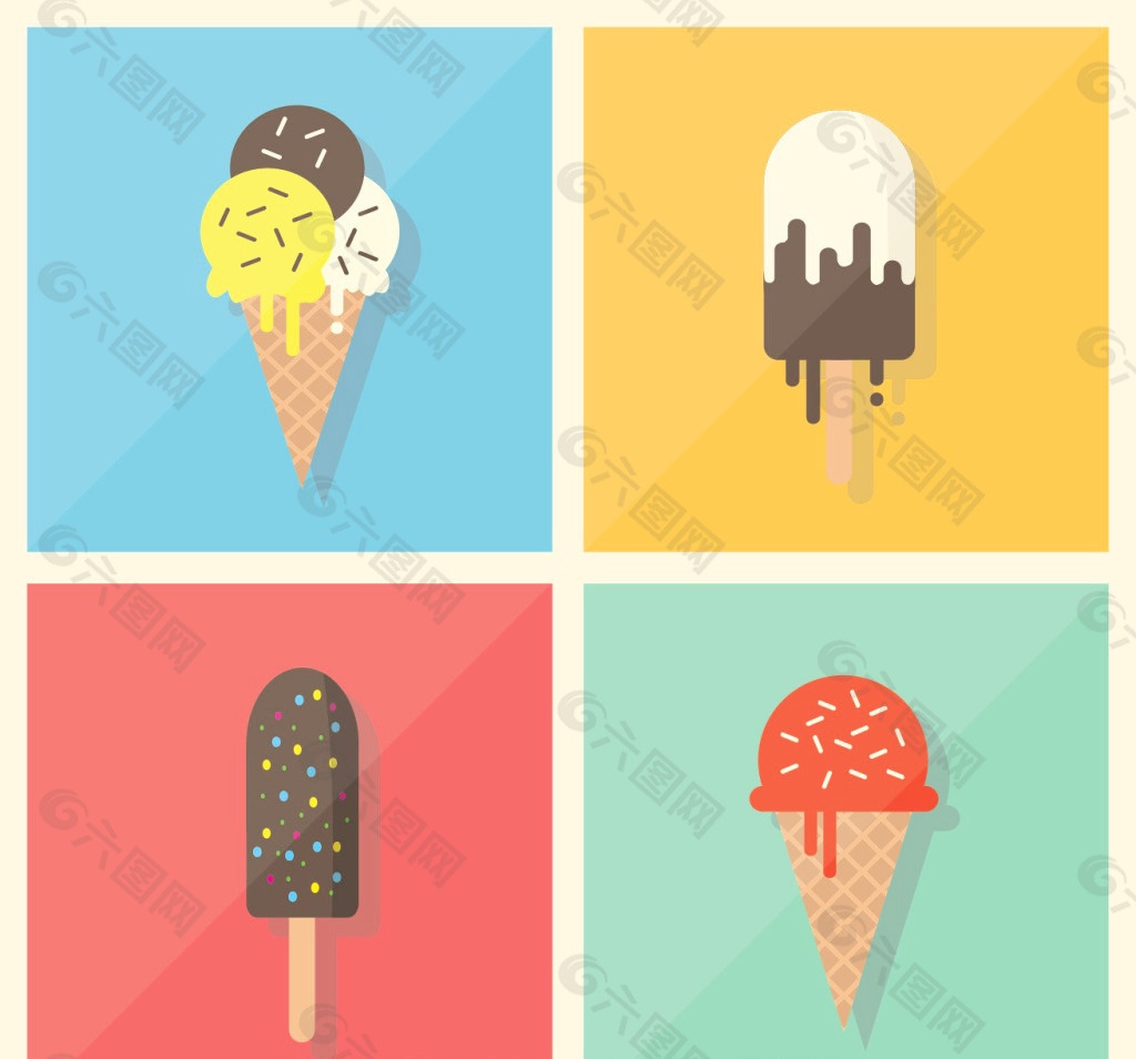 四种冰淇淋图案雪糕