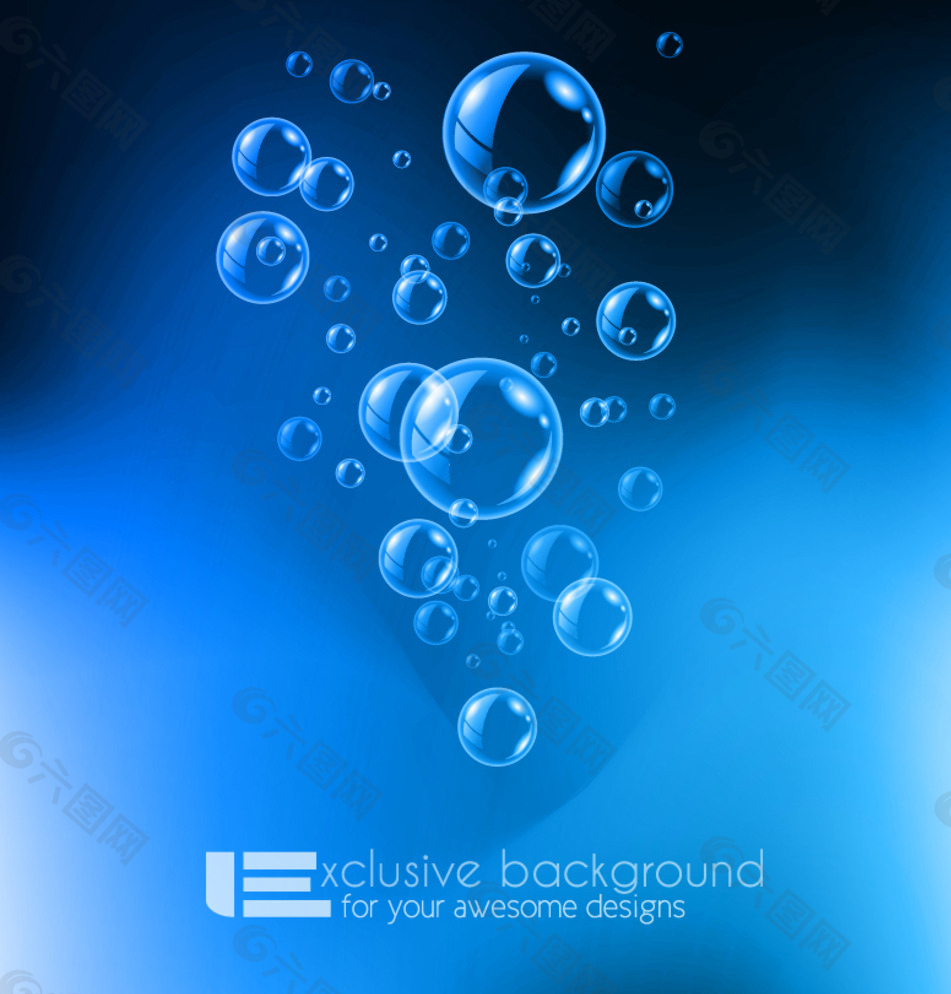 蓝色水中气泡背景矢量素材图片