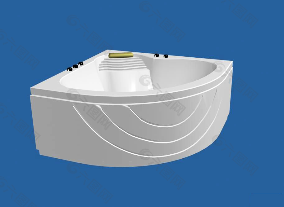 3DMAX扇形奢华浴缸模型