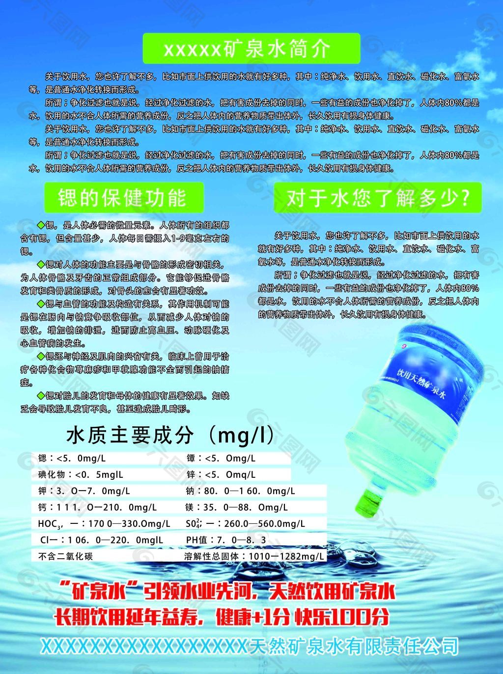 矿泉水水质成分保健功能