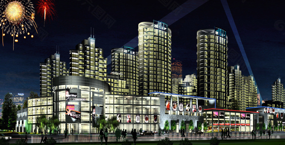 夜景沿街商业规划方案图片