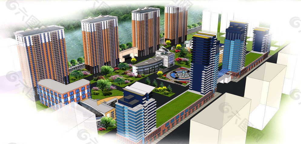 规划 鸟瞰图 效果图图片