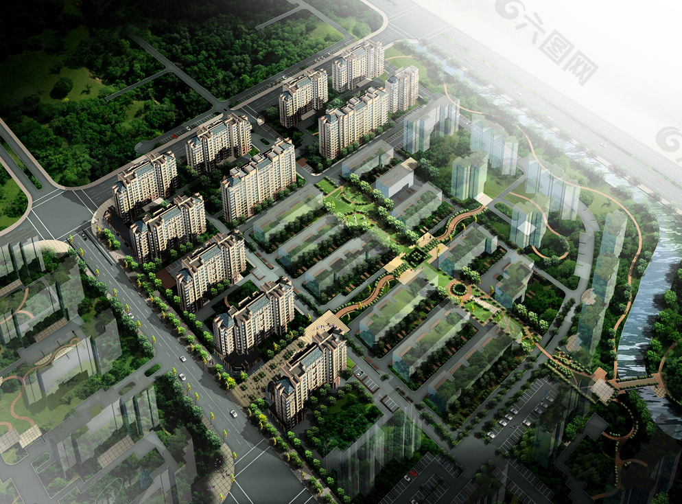 建筑鸟瞰图设计图片