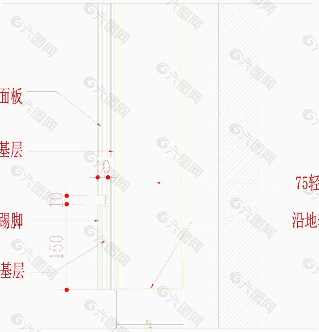 拉丝不锈钢踢脚板深化节点