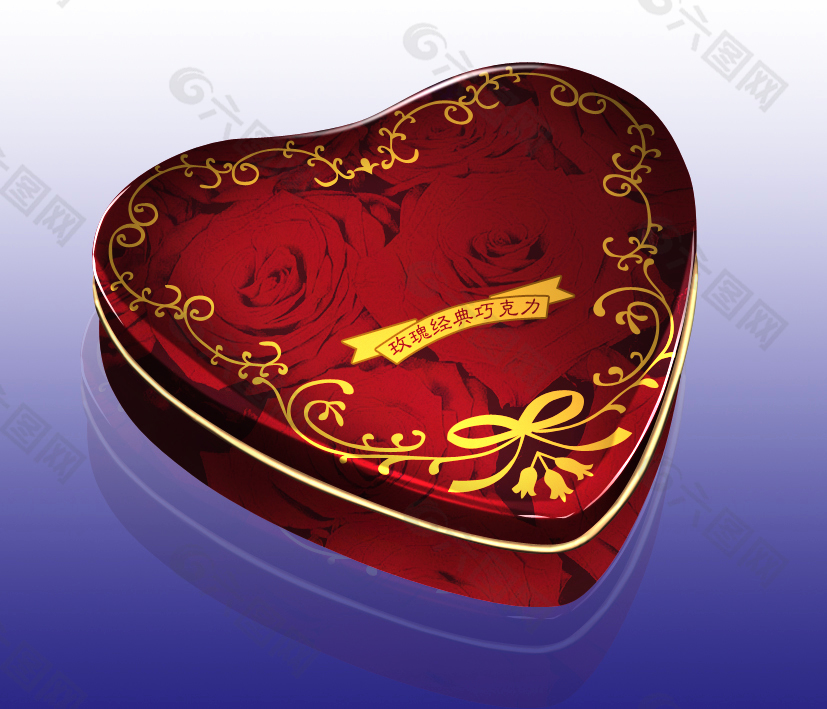 心形PSD分层巧克力盒