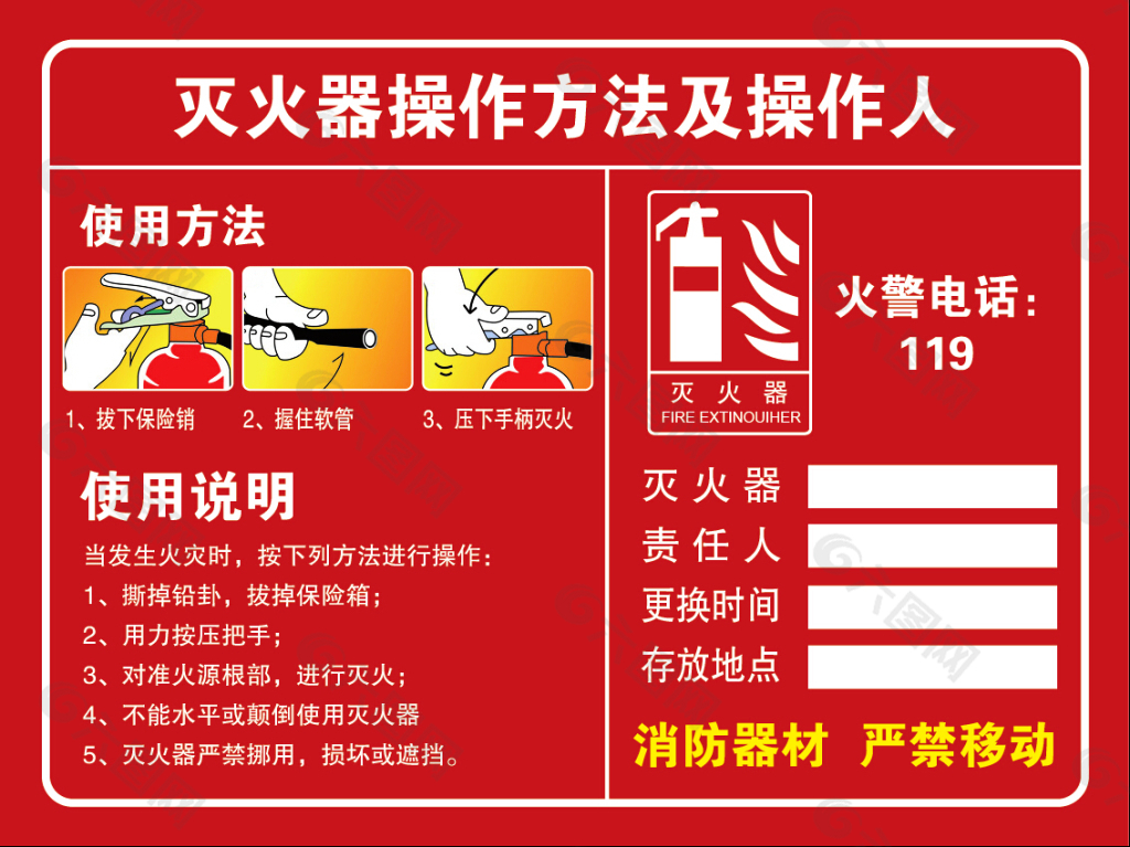 灭火器使用标识