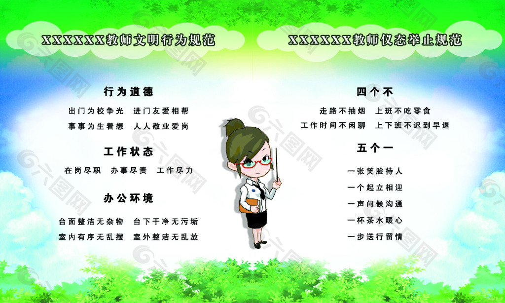 教师文明礼仪仪态举止行为规范展板