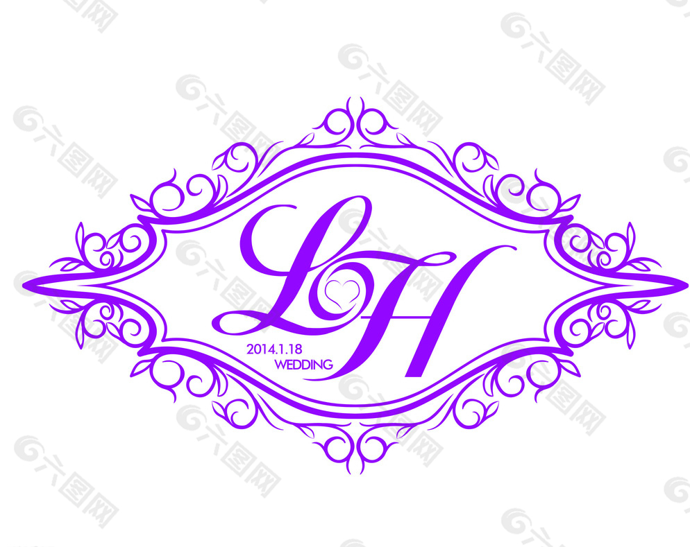 LH字母婚礼LOGO图片