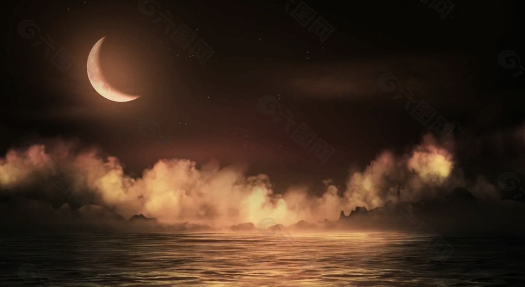 月光下的宁静海面循环视频素材