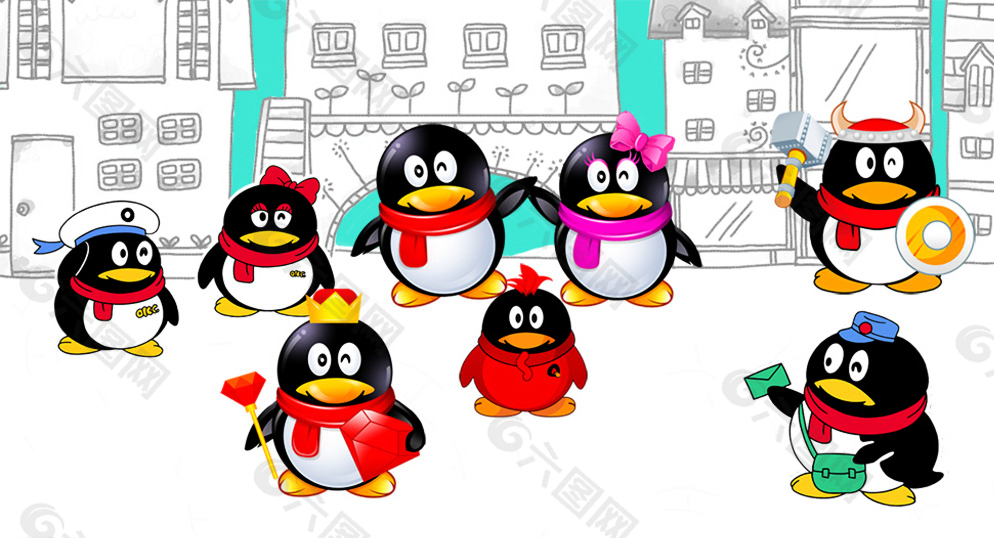 本次平面广告                        作品主题是qq 卡通人物图片