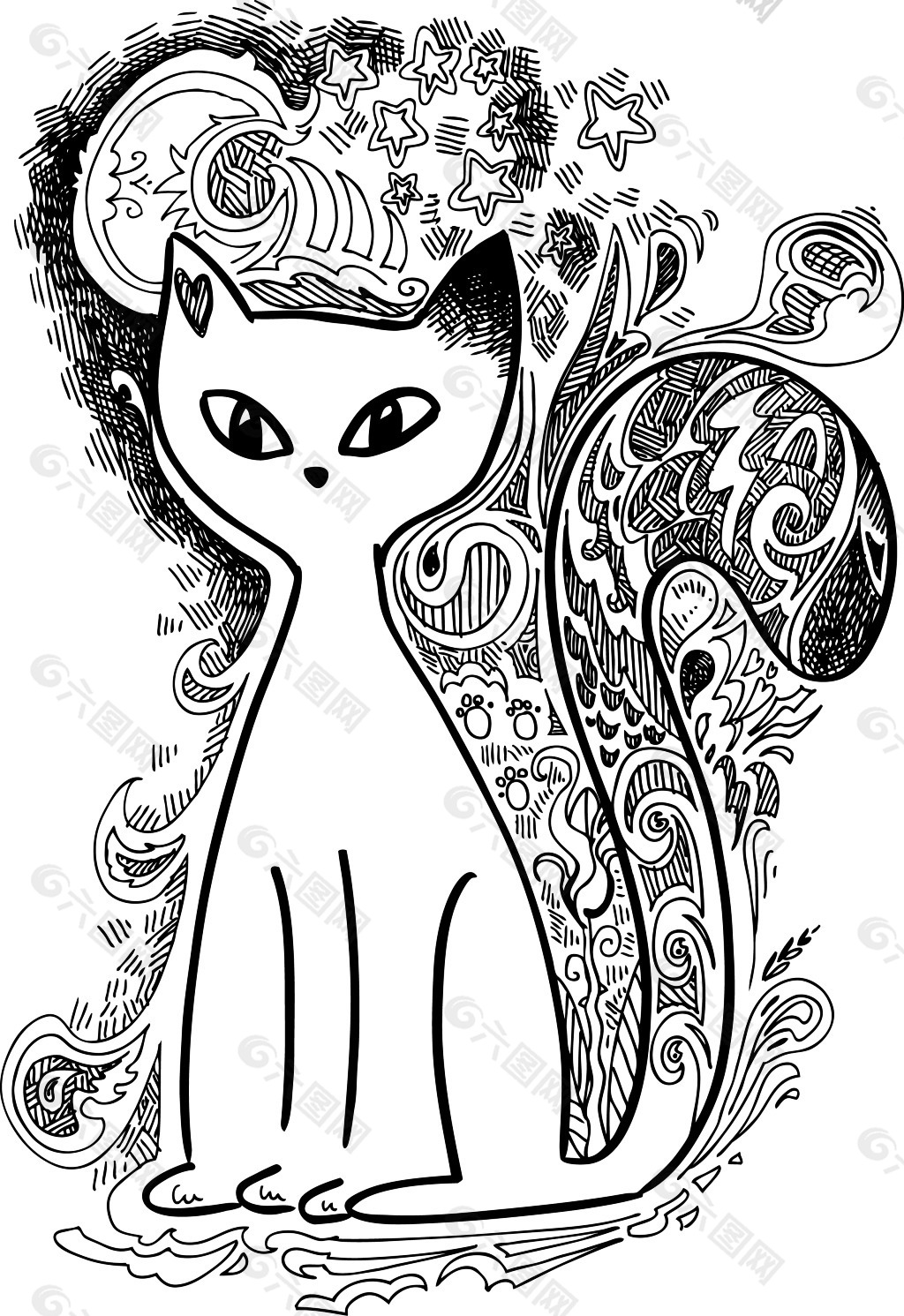 黑白花纹猫