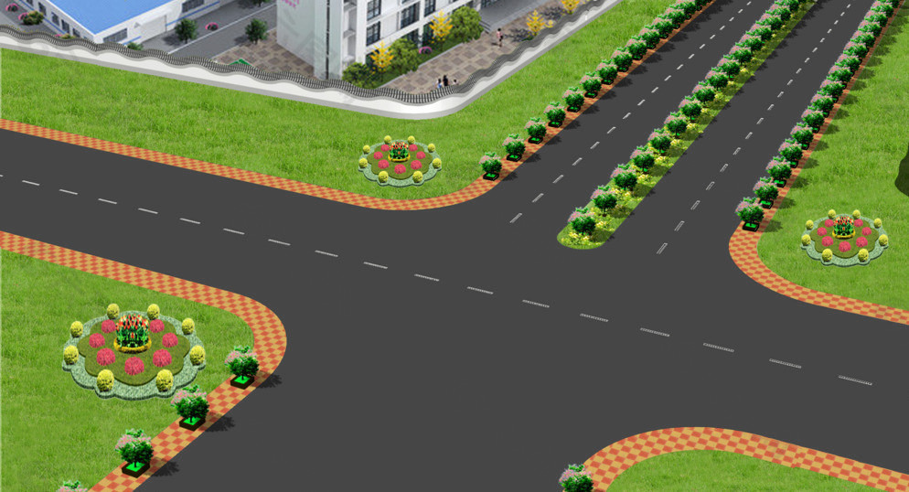 路口绿化方案图片
