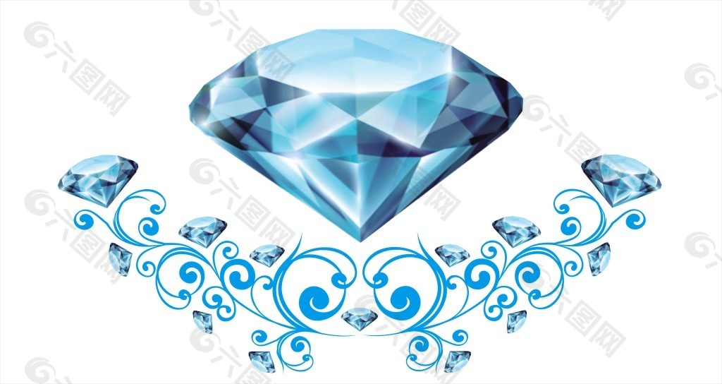 橱窗贴 钻石花纹 蓝色钻石素材