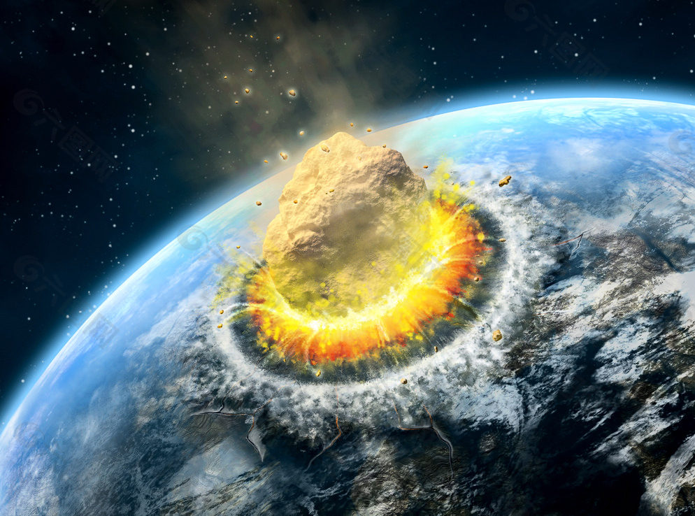 末日陨石撞地球图片
