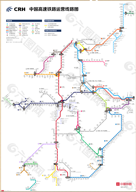 中国高铁线路矢量图