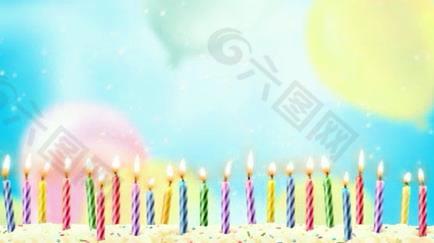 生日蜡烛梦幻彩色气球LED素材