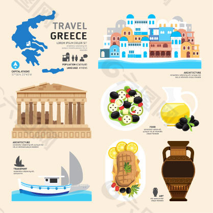希腊旅行元素