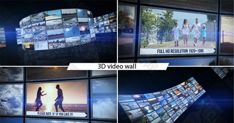 3D视频墙动画展示AE模版