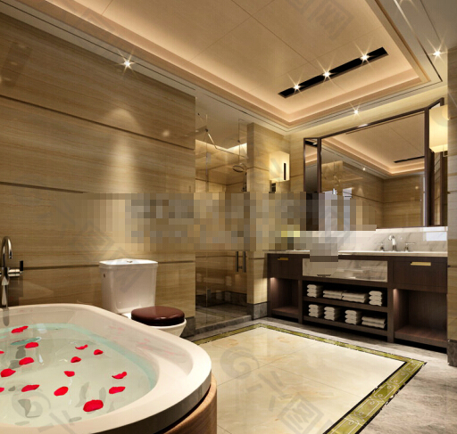 浴室空间3d模型免费下载