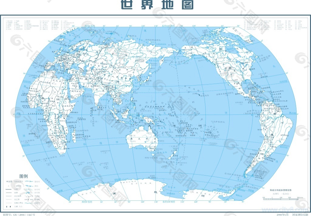 世界地图中文版8开