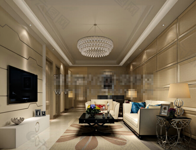 中式风格客厅空间设计max