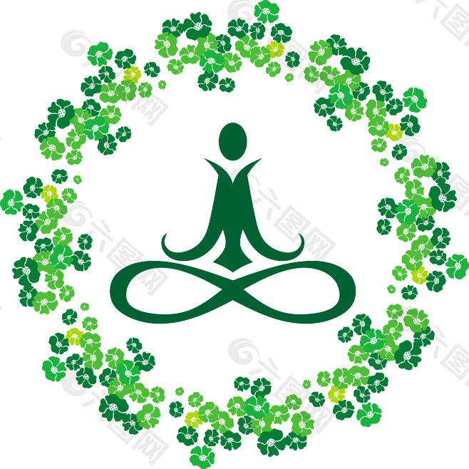 绿色瑜珈标志图片