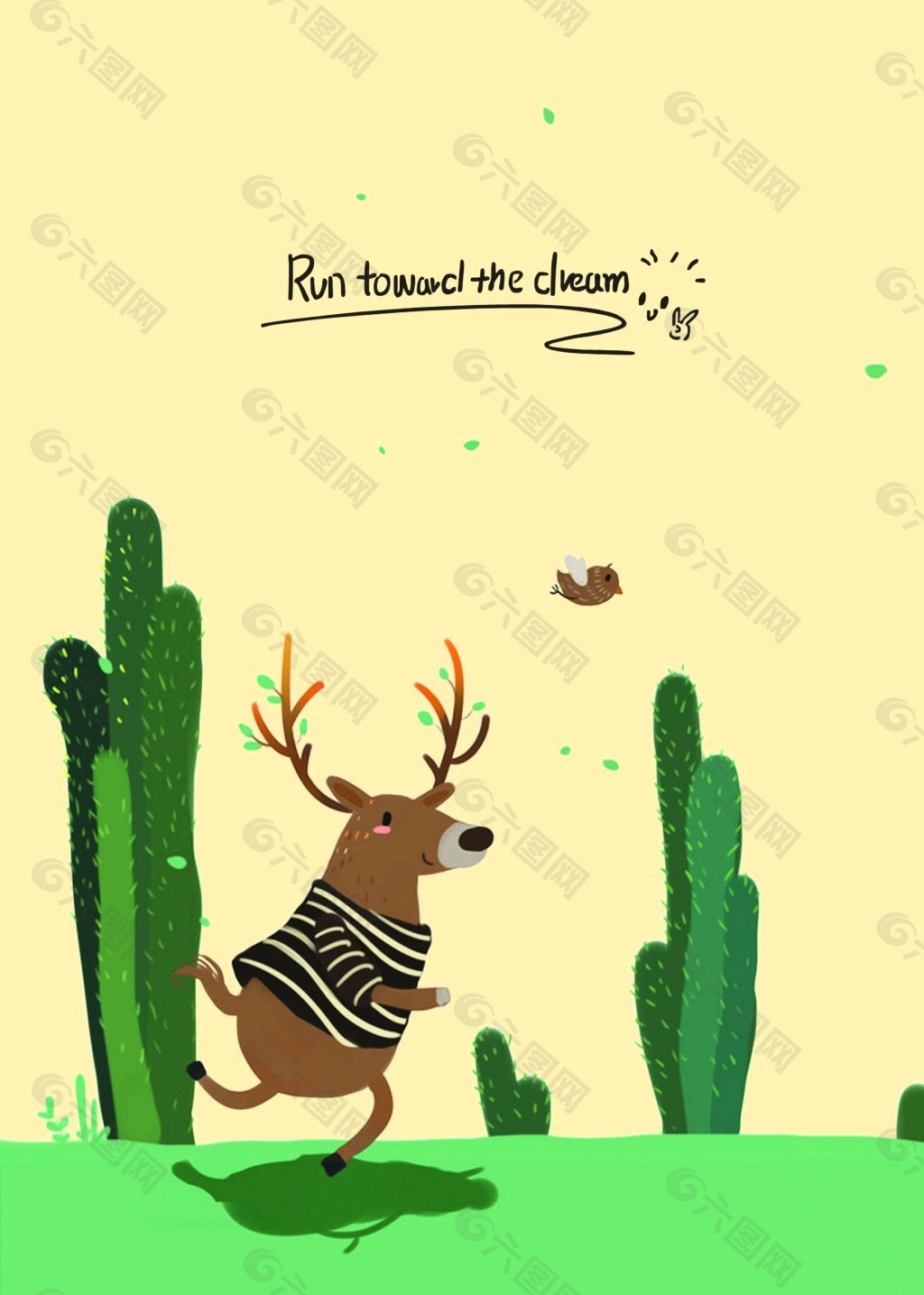 奔跑的鹿图片 插画图片