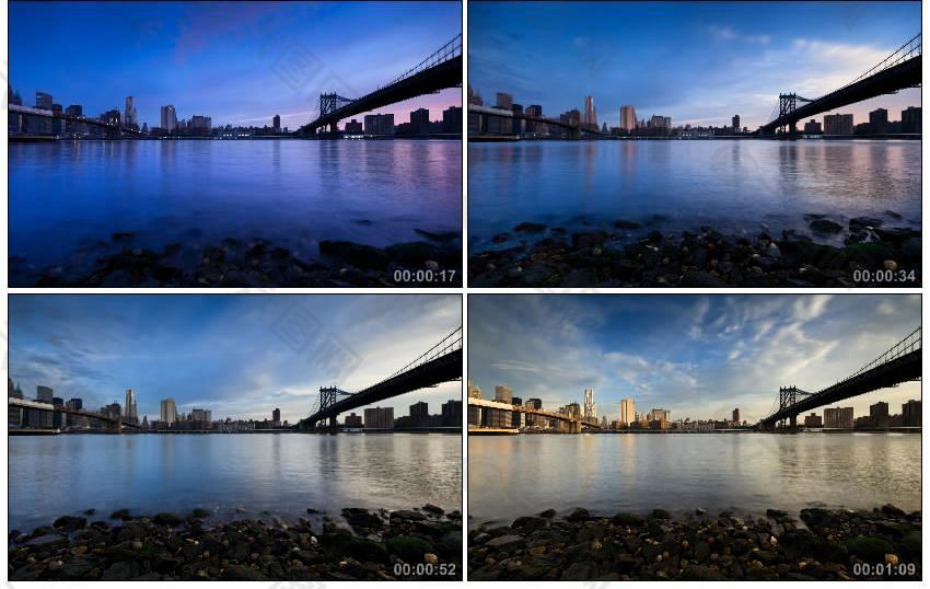 城市跨江大桥夜晚美景视频素材