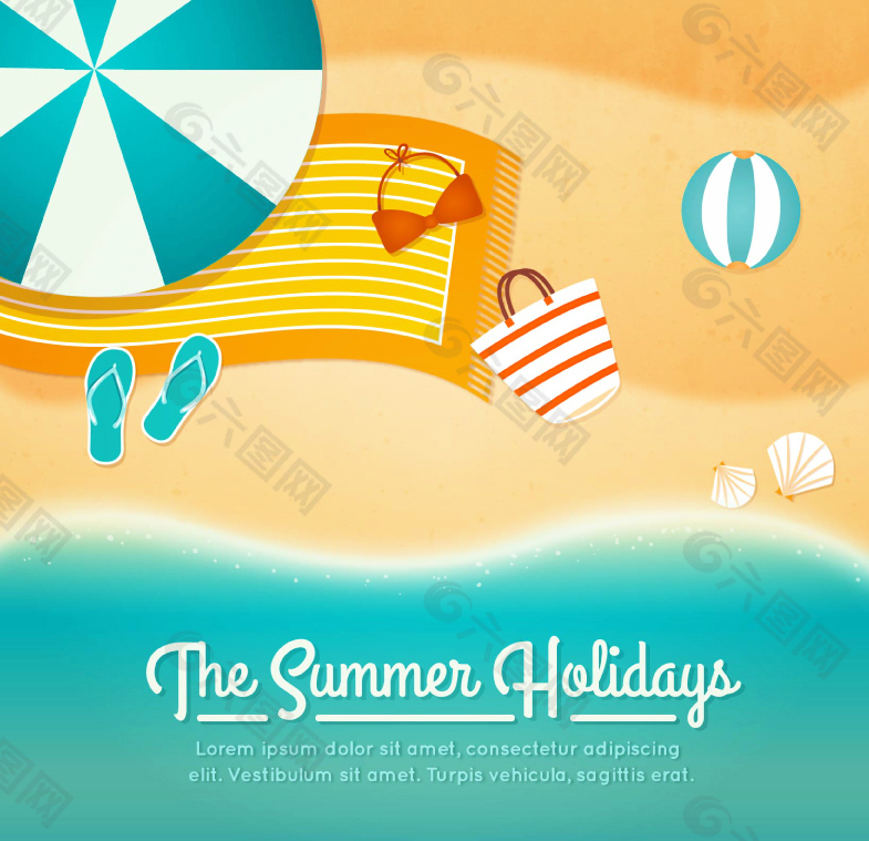 夏季沙滩度假插画