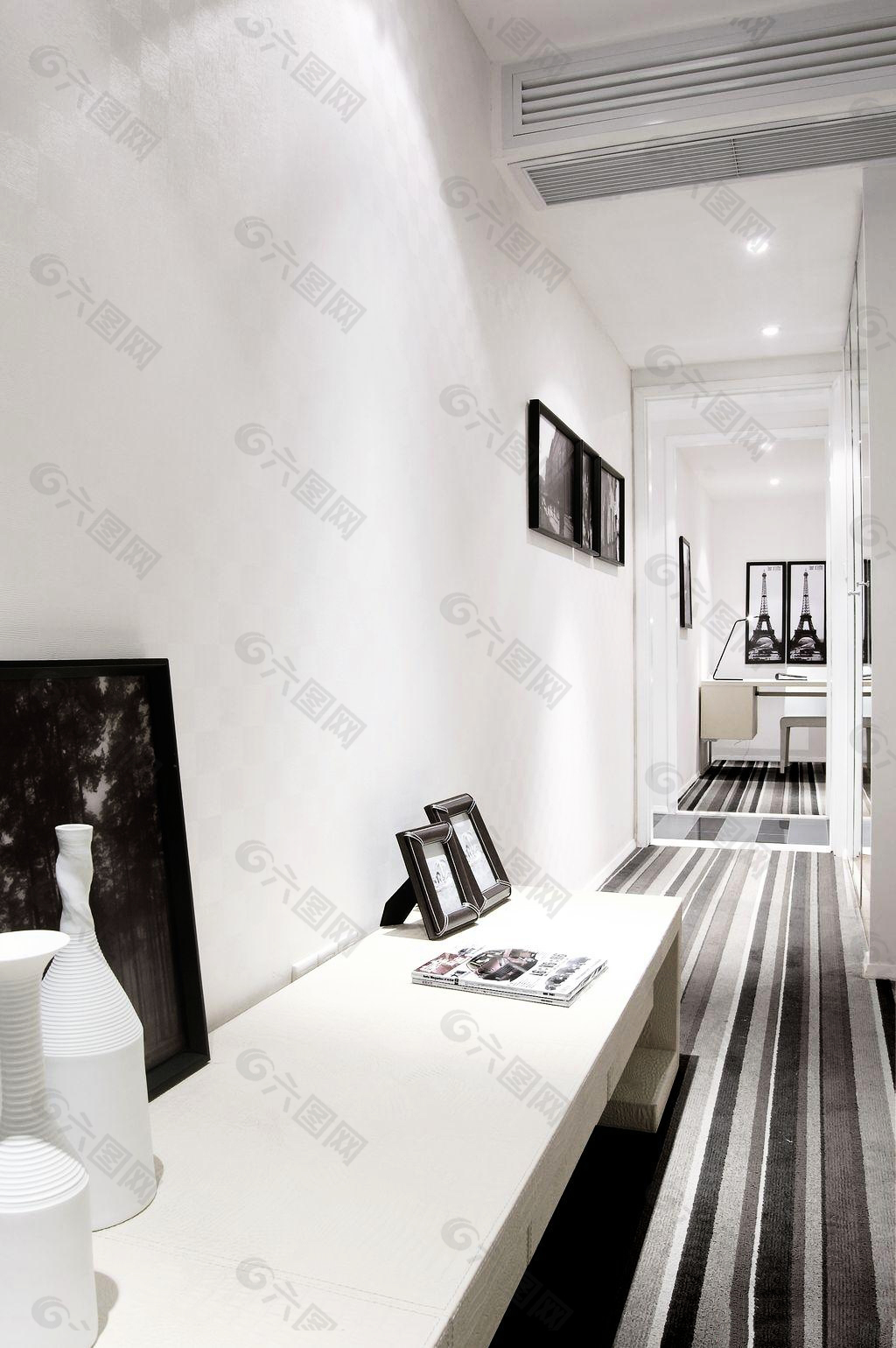 现代黑白走廊装饰画3d模型-免费3dmax模型库-欧模网