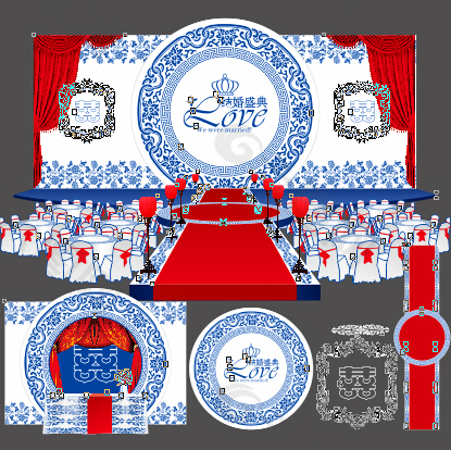 青花瓷主题婚礼背景