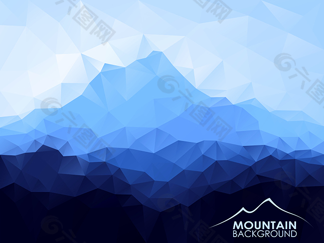 三角几何背景与蓝色的山