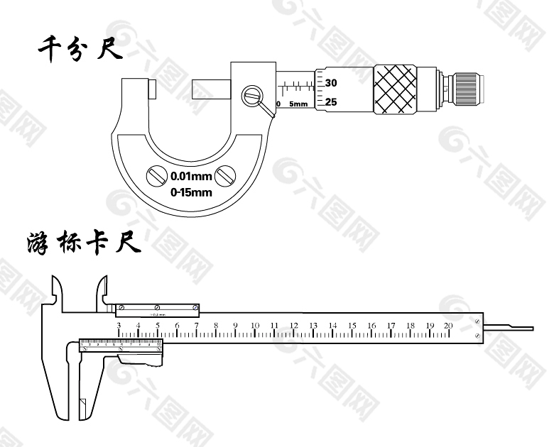 千分尺/游标卡尺矢量图