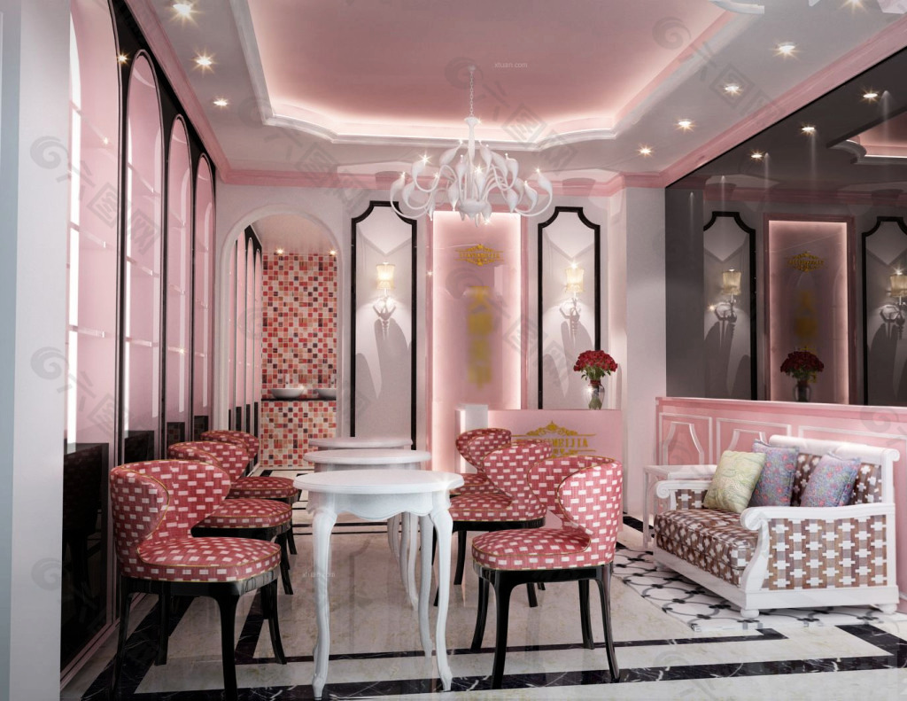 北欧客厅餐厅粉色|空间|家装设计|张美丽效果图 - 原创作品 - 站酷 (ZCOOL)