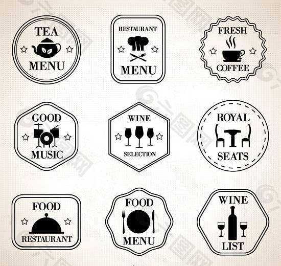 简洁餐厅标签矢量图片
