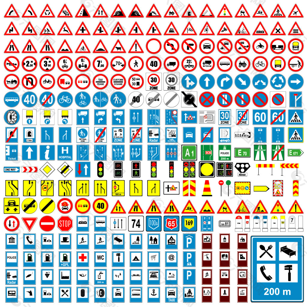 各种交通标志设计元素素材免费下载(图片编号:1944471)-六图网