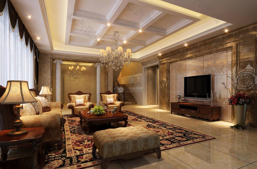 金色电视背景墙