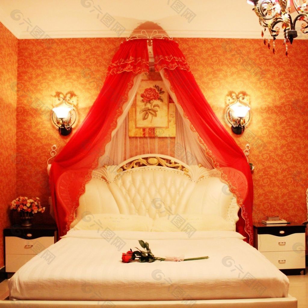 现代红色卧室装修设计效果图-家装效果图_装一网装修效果图