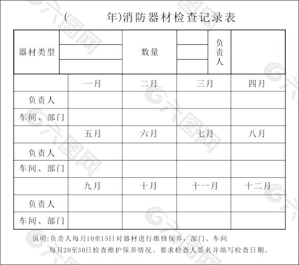 消防器材   检查表  记录表